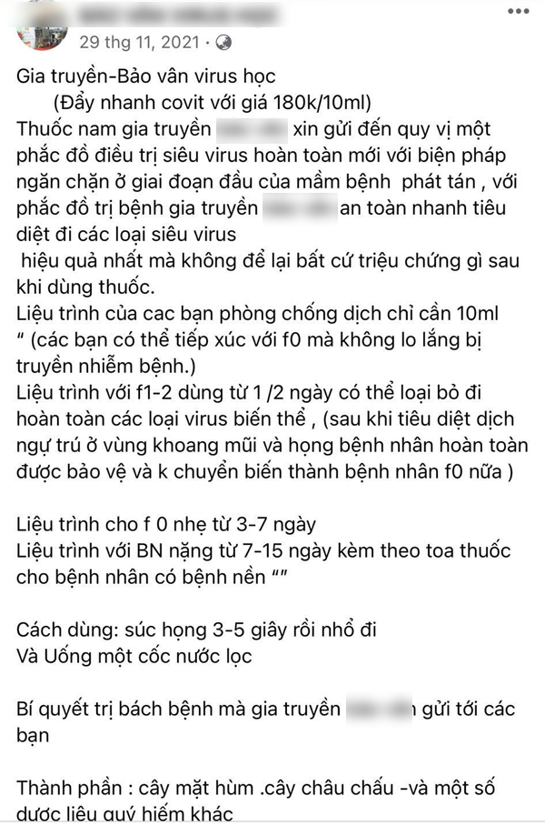 Trời ơi! Tin được không? Có một loại thuốc &quot;chữa Covid-19 gia truyền, nặng mấy cũng khỏi, dùng rồi tiếp xúc F0 cũng không sợ nhiễm bệnh&quot; đang tràn lan mạng xã hội! - Ảnh 4.