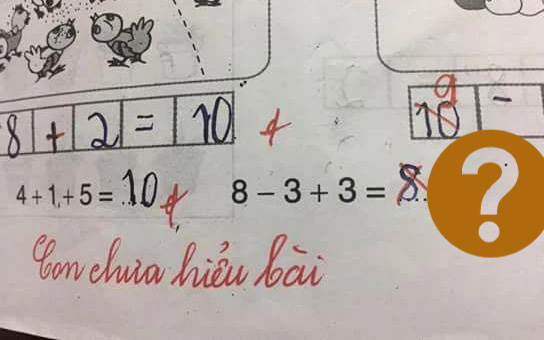 Ph&eacute;p t&iacute;nh 8-3+3= 8 bị c&ocirc; gi&aacute;o chấm sai k&egrave;m lời ph&ecirc; 