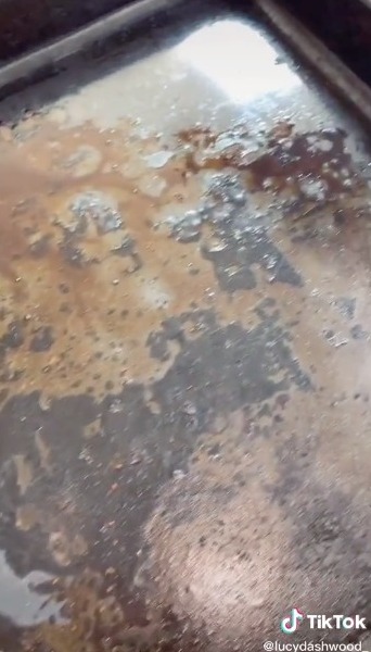 Không mất 1 đồng nào, đây là cách người phụ nữ làm sạch chiếc khay trong lò nướng bám bẩn lâu ngày sạch như mới - Ảnh 2.