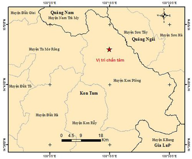 Huyện Kon Plông xuất hiện liên tiếp 8 trận động đất trong ngày - Ảnh 1.