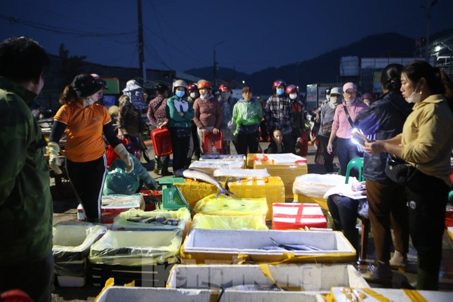 Hối hả bán hải sản tại cảng lớn nhất Hà Tĩnh trước giờ bão số 6 đổ bộ - Ảnh 1.