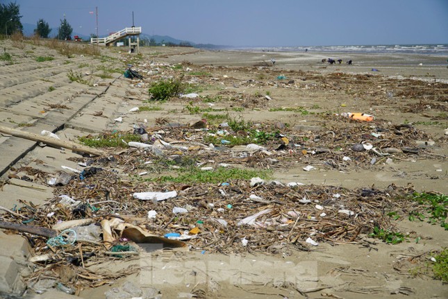 Hàng tấn rác thải trôi dạt, 'bủa vây' bờ biển du lịch nổi tiếng ở Hà Tĩnh - Ảnh 1.