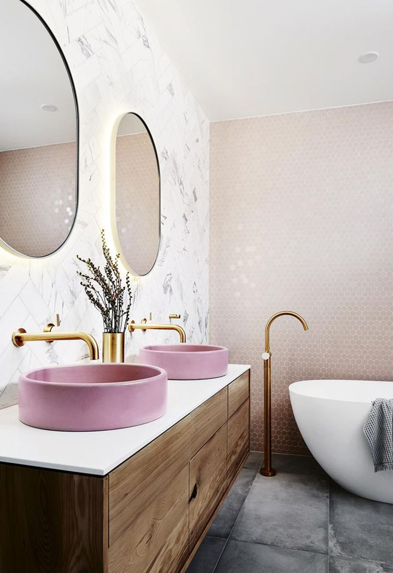 Lịm tim với những căn phòng tắm màu hồng millennial hiện đại - Ảnh 3.