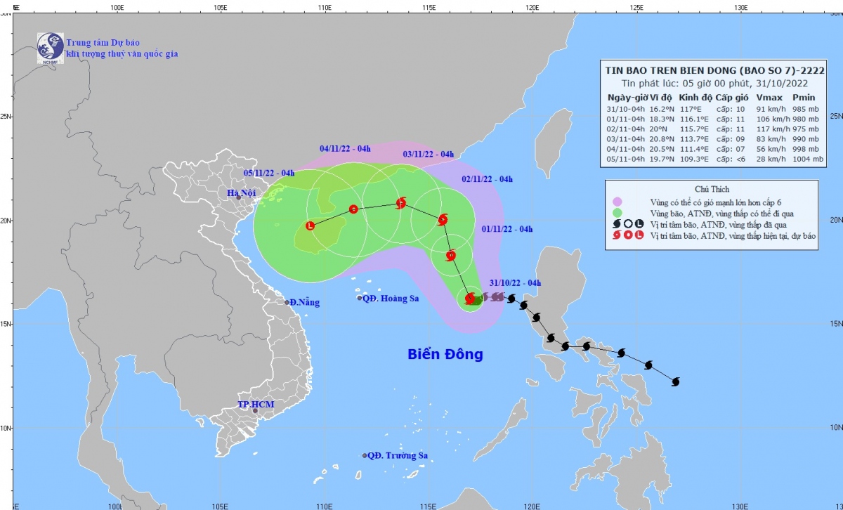 Bão số 7 giật cấp 12 đang có xu hướng mạnh dần lên - Ảnh 1.