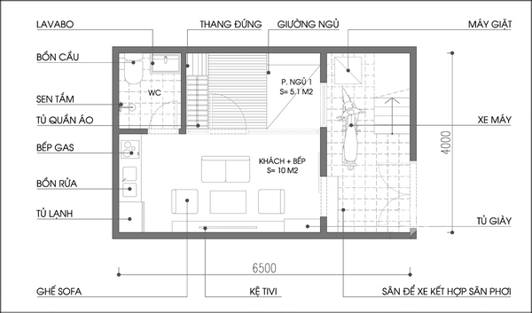 Tư vấn cải tạo cho căn hộ rộng 18m² có gác lửng