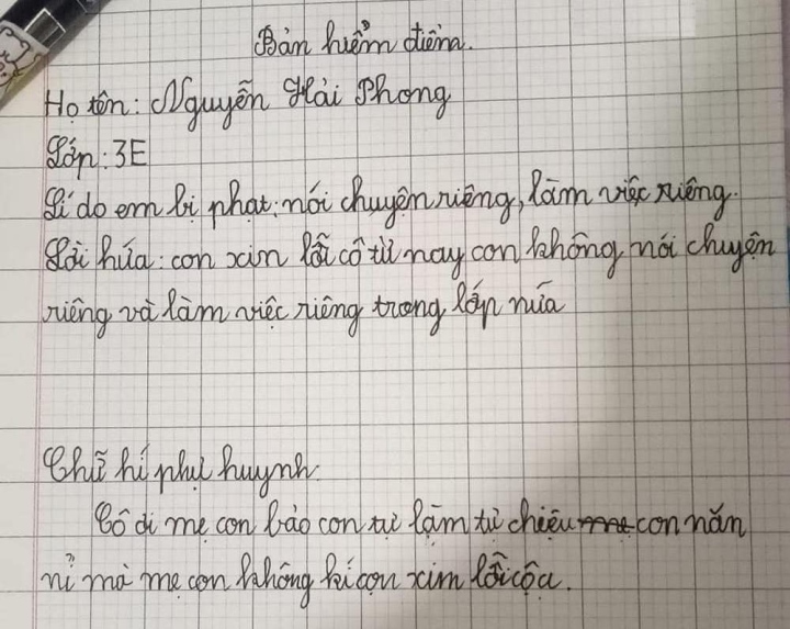 Bản kiểm điểm của học sinh lớp 3 gây sốt, đọc đến phần chữ ký ai cũng bật cười - Ảnh 1.