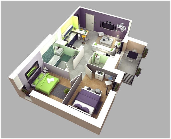 10 mẫu thiết kế căn hộ 2 phòng ngủ khoa học và hợp lý cho gia đình trẻ - Ảnh 3.