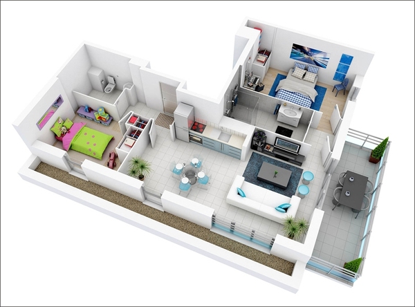 10 mẫu thiết kế căn hộ 2 phòng ngủ khoa học và hợp lý cho gia đình trẻ - Ảnh 9.