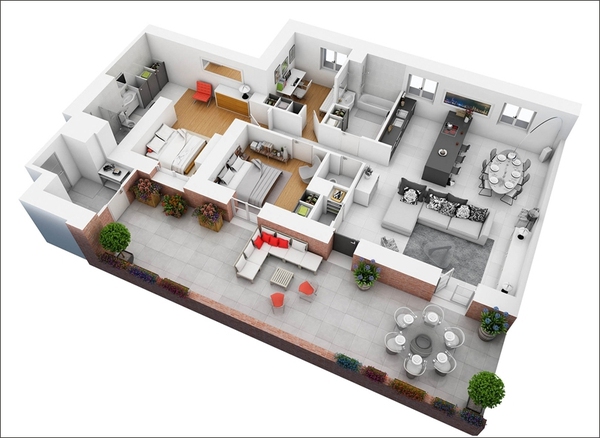 10 mẫu thiết kế căn hộ 2 phòng ngủ khoa học và hợp lý cho gia đình trẻ - Ảnh 10.