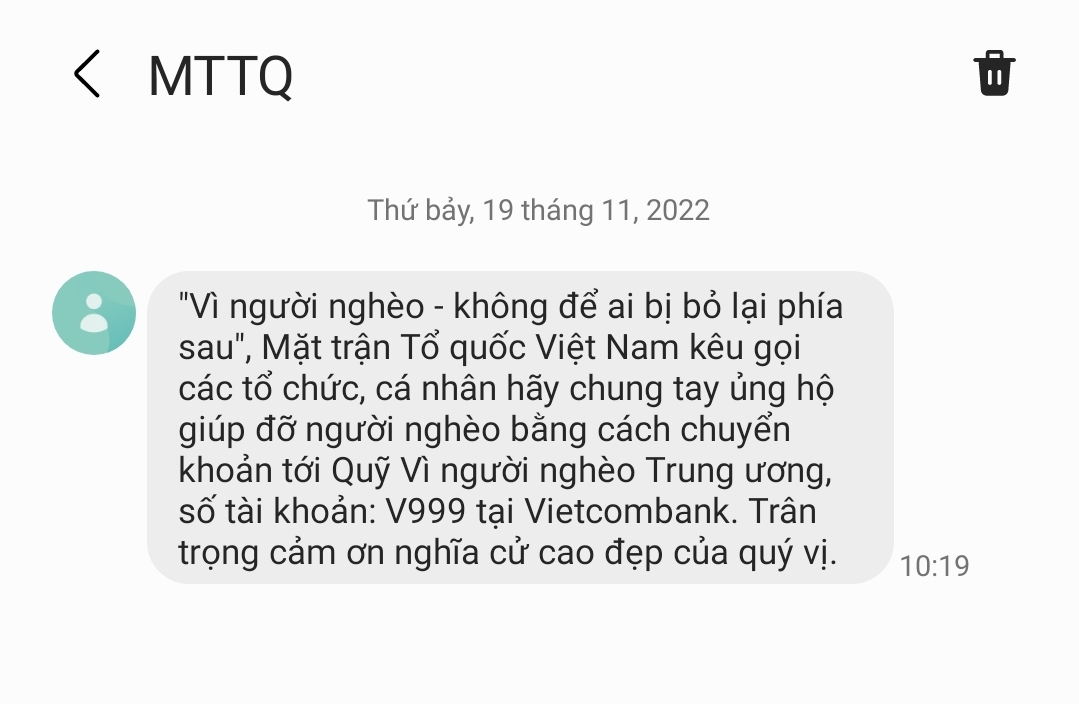 Tin nhắn Vì người nghèo - không để ai bị bỏ lại phía sau để ủng hộ người nghèo là chính thống - Ảnh 1.