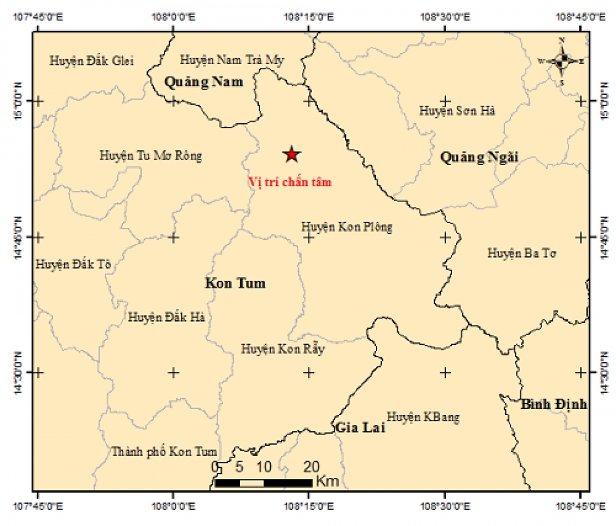 Liên tiếp xảy ra 3 trận động đất tại Kon Tum - Ảnh 1.