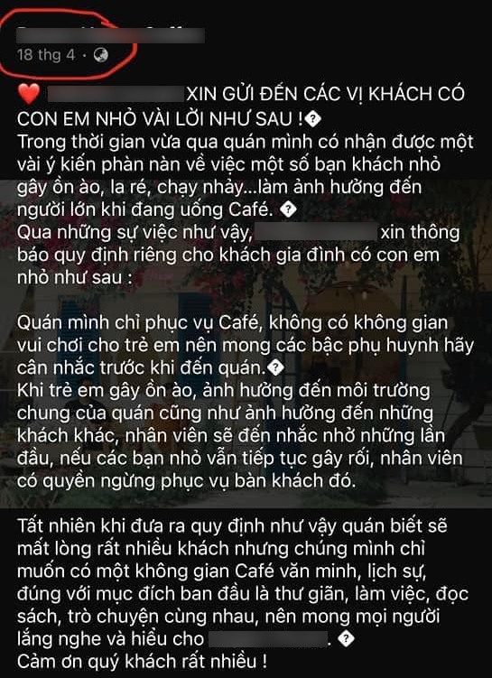 Quán cà phê tuyên bố 'miễn tiếp' khách dưới 12 tuổi gây tranh cãi: Người đồng tình, kẻ phản đối gay gắt - Ảnh 6.