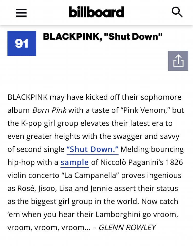 Shut Down của BLACKPINK: Ca khúc Kpop duy nhất được Billboard xếp hạng trong top ca khúc của năm - Ảnh 2. Shut Down của BLACKPINK: Ca khúc Kpop duy nhất được Billboard xếp hạng trong top ca khúc của năm - Ảnh 2.