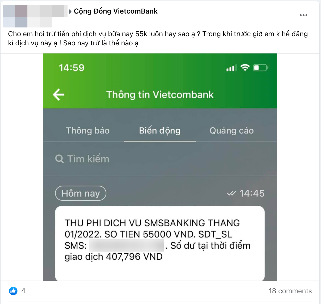 Dân mạng than trời khi cước tin nhắn SMS Banking tăng chóng mặt: Ngân hàng Vietcombank lí giải ra sao?  - Ảnh 1.