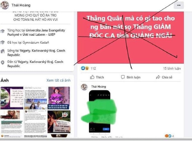 Xác minh danh tính chủ tài khoản Facebook dọa &quot;bắn&quot; Giám đốc Công an tỉnh Quảng Ngãi - Ảnh 2.