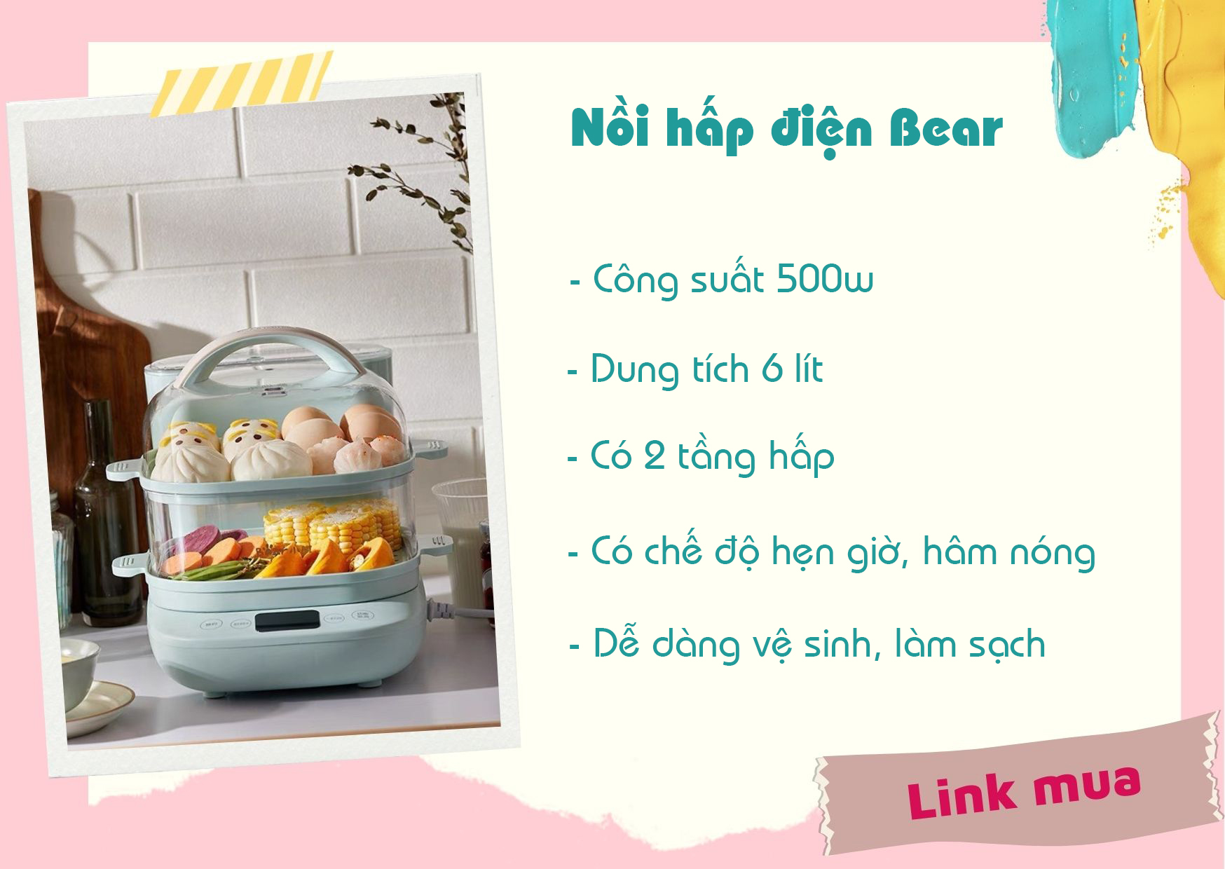 6 mẫu nồi hấp điện “đáng đồng tiền bát gạo” khiến chị em nội trợ tiếc hùi hụi khi không mua sớm hơn - Ảnh 5.