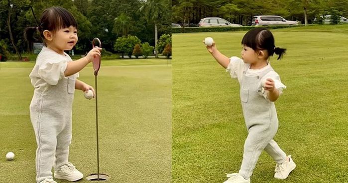 Các nhóc tỳ Việt còn bé đã được chơi bộ môn &quot;đánh Golf quý tộc&quot;: Con gái Cường Đô la sang xịn như tiểu thư, con trai Đan Trường chơi cực chuyên nghiệp - Ảnh 4.