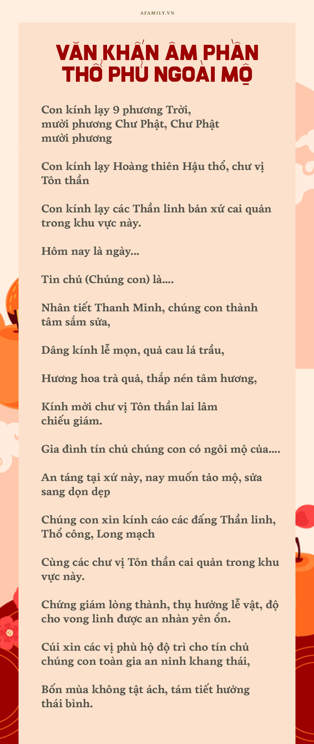 văn khấn tết thanh minh ngoài mộ