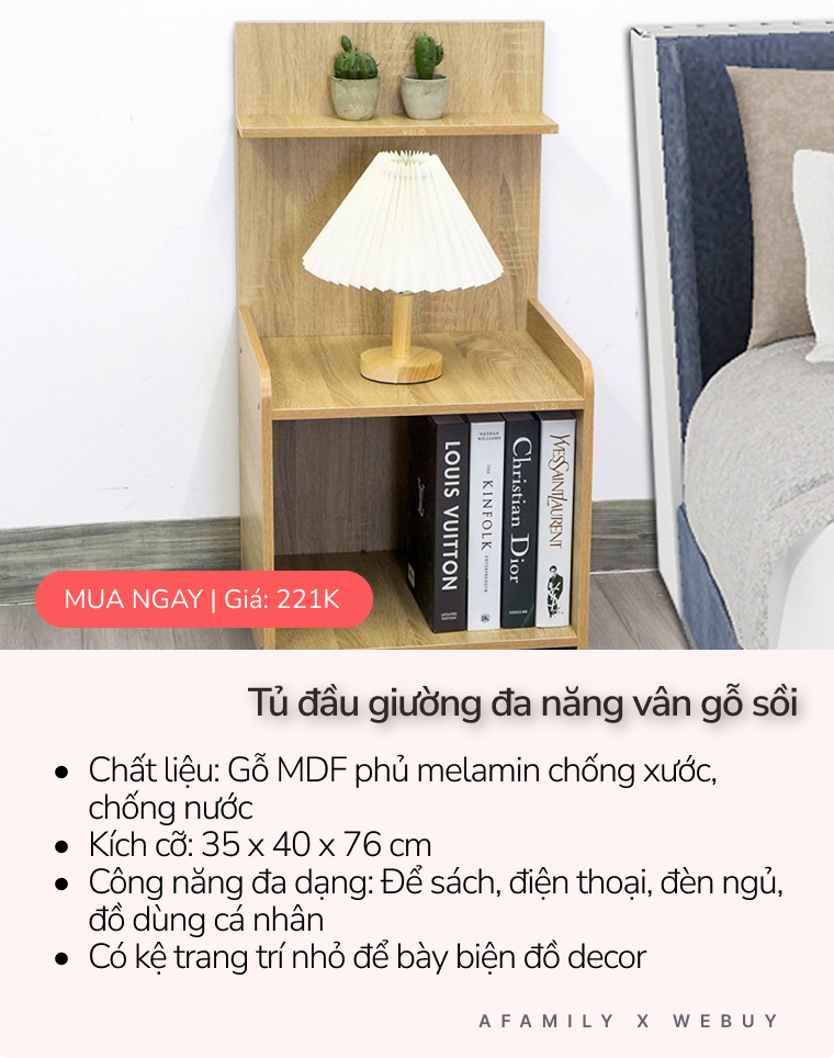 5 mẫu tủ đầu giường đã xinh chuẩn Hàn lại còn đa năng, decor phòng ngủ đẹp ngay vài chân kính - Ảnh 5.