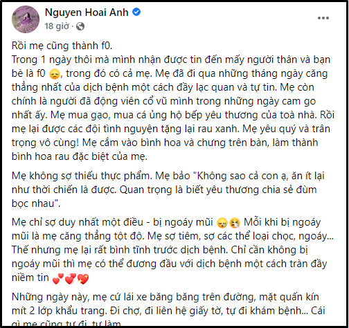 Mẹ ruột BTV Hoài Anh thành F0 nhưng lại làm một điều khiến ai nấy cũng đều rất cảm động - Ảnh 1.