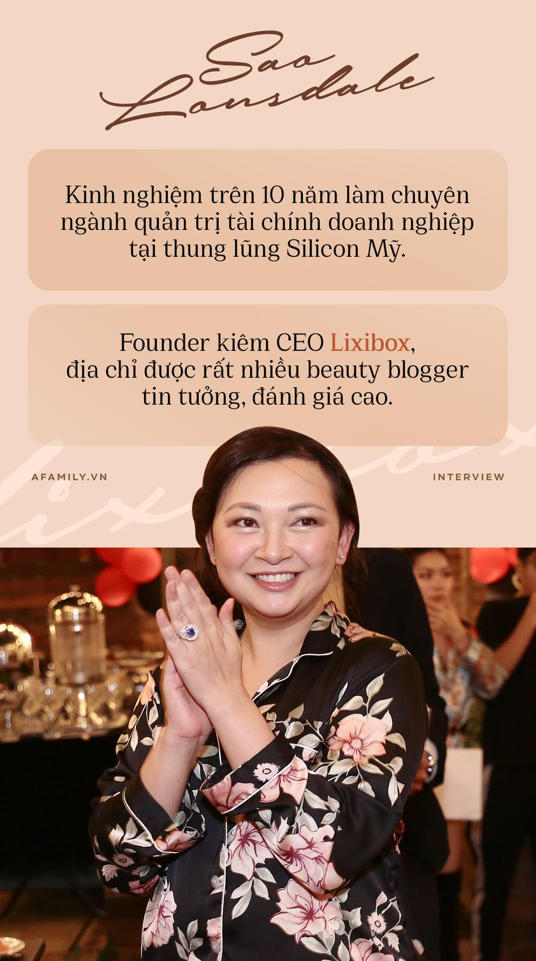 “Vừa làm startup vừa làm vợ làm mẹ, cô đơn và ngược đãi bản thân là điều không tránh khỏi” - Sao Lonsdale, CEO Lixibox. - Ảnh 2. “Vừa làm startup vừa làm vợ làm mẹ, cô đơn và ngược đãi bản thân là điều không tránh khỏi” - Sao Lonsdale, CEO Lixibox. - Ảnh 2.