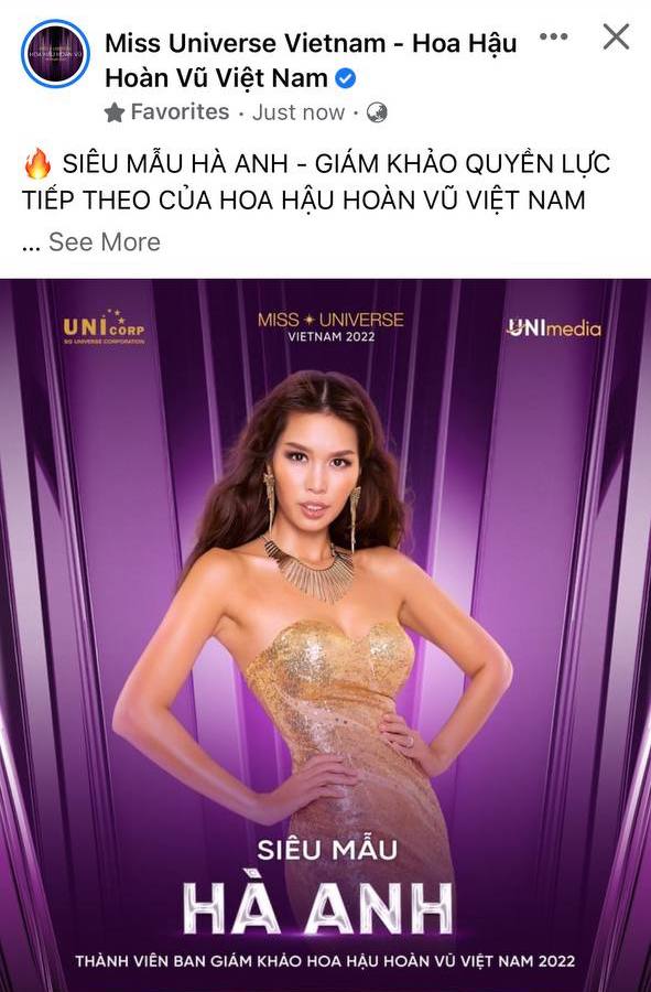 Bài công bố Hà Anh làm giám khảo Miss Universe Vietnam bỗng bay màu, chuyện gì đây? - Ảnh 2. Bài công bố Hà Anh làm giám khảo Miss Universe Vietnam bỗng bay màu, chuyện gì đây? - Ảnh 2.