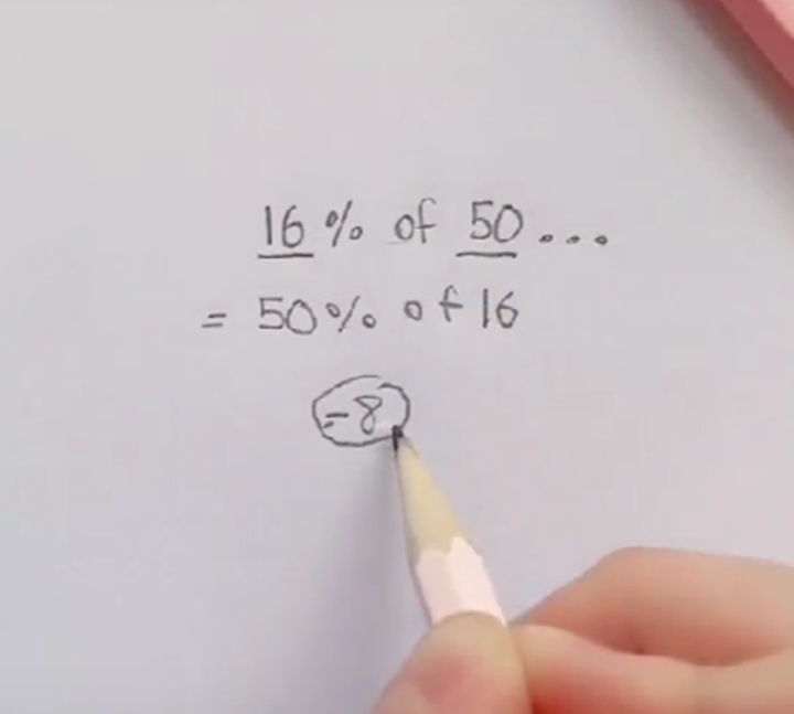 Tính nhanh: 16% của 50 là?... - Cách giải thu hút 1,2 triệu người theo dõi, đến trẻ Tiểu học nhìn qua cũng hiểu được! - Ảnh 1. Tính nhanh: 16% của 50 là?... - Cách giải thu hút 1,2 triệu người theo dõi, đến trẻ Tiểu học nhìn qua cũng hiểu được! - Ảnh 1.