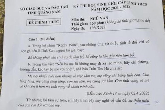 Đề thi học sinh giỏi Văn của Quảng Nam: Vì sao lại ‘phát sốt’? - Ảnh 1.