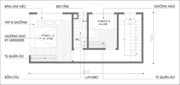 Design of a 36m² wide tube house with 2 bright sides - Photo 2.