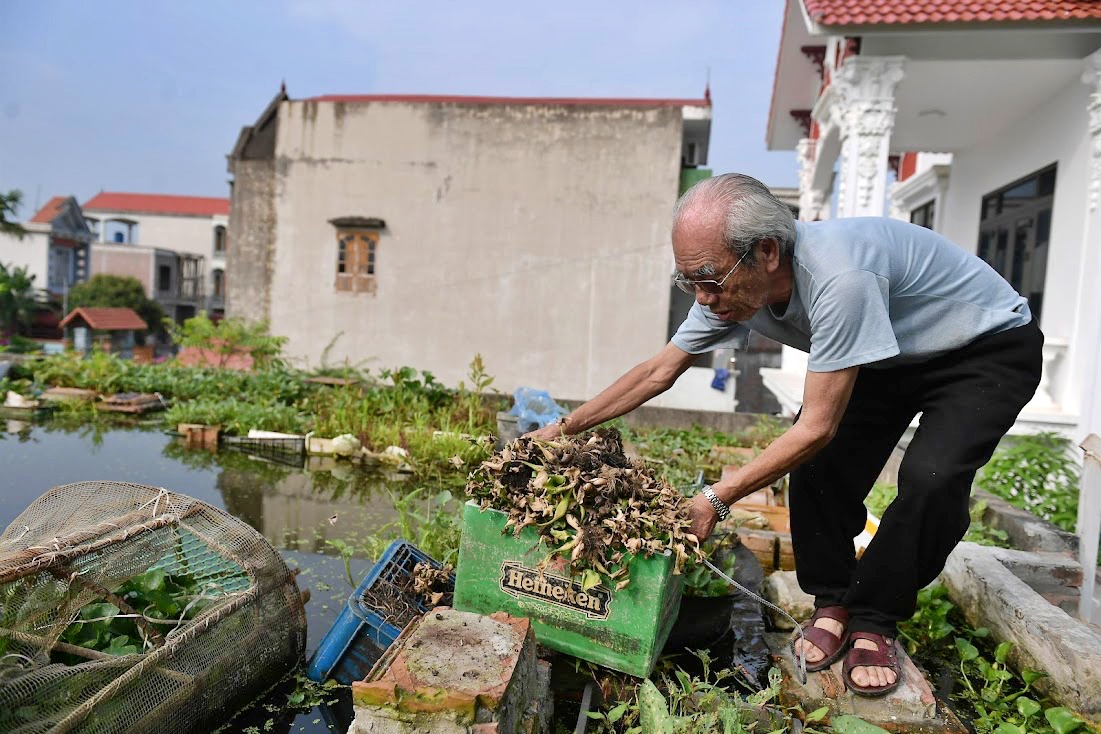 Cụ ông 87 tuổi chịu chơi mang cả cái ao đặt trên mái nhà rồi trồng rau nuôi cá: Nhiều người nói tôi liều lĩnh - Ảnh 6. Cụ ông 87 tuổi chịu chơi mang cả cái ao đặt trên mái nhà rồi trồng rau nuôi cá: Nhiều người nói tôi liều lĩnh - Ảnh 6.