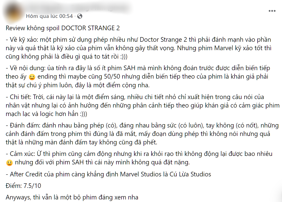 Netizen Việt khen hết lời Doctor Strange 2: Cực phẩm kinh dị nhất Marvel nhưng vẫn lấn cấn vì kịch bản đơn điệu - Ảnh 7.