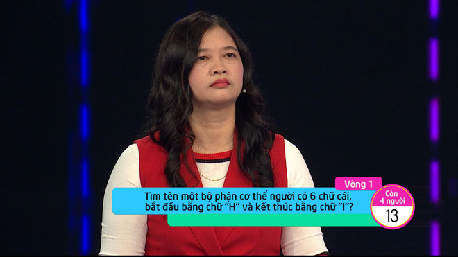 Question in Vietnamese: Which part of the human body has 6 letters?  Starting with H, ending with I?  - Photo 1.