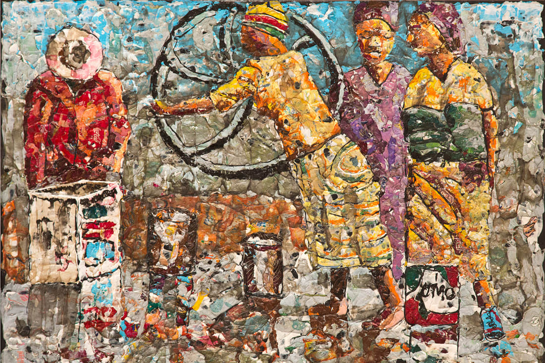 Họa sĩ Nam Phi vẽ tranh từ rác thải nhựa, kết quả là những tác phẩm kinh ngạc đến mức khó tin - Ảnh 9.