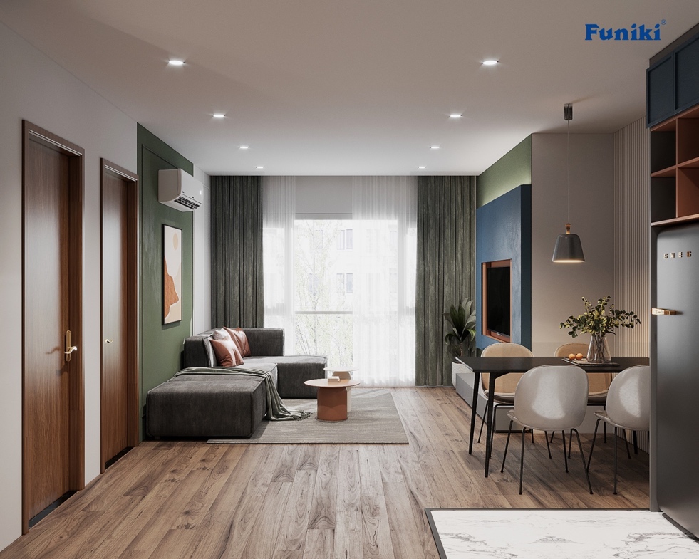 F5 phòng khách, thở sạch sống vui: Phòng khách chung cư biến hình thành “ốc đảo” nhiệt đới ngập nắng và sắc xanh của mây trời - Ảnh 6.