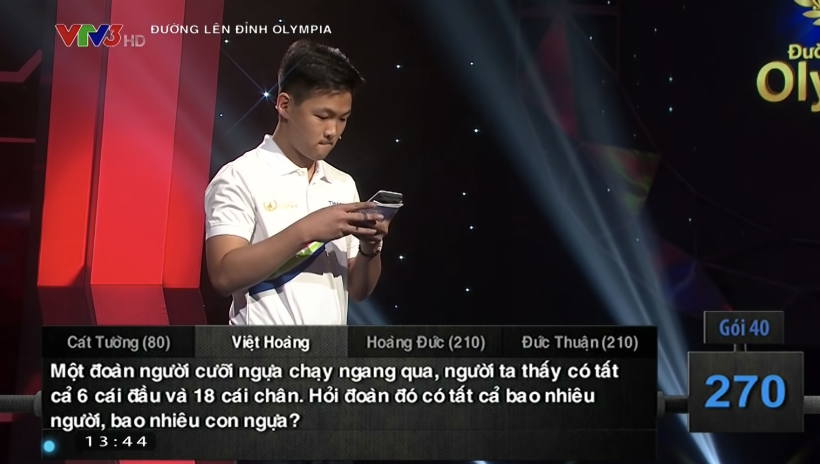 Câu hỏi Olympia: Có 6 cái đầu và 18 cái chân. Hỏi có mấy NGƯỜI và mấy NGỰA? - Đáp án cực dễ! - Ảnh 1.