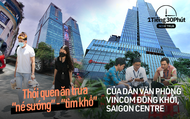Dân văn phòng "hạng sang" tại Vincom và Saigon Centre giờ nghỉ trưa đội nắng la liệt ngoài vỉa hè dù công ty cách khu food court đỉnh nhất TP HCM chỉ vài bước chân!