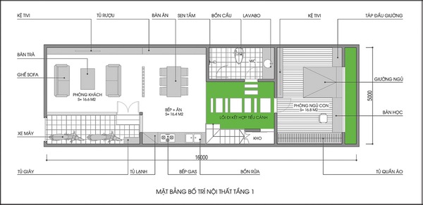 Thiết kế nhà 1 tầng có diện tích 80m² cho gia đình 4 người - Ảnh 1.