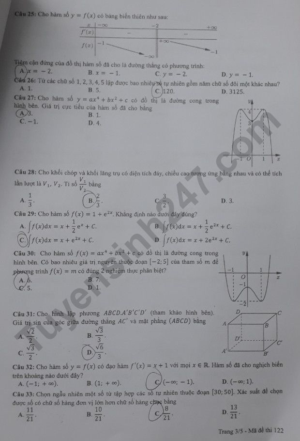 Đáp án đề thi Tốt nghiệp THPT môn Toán 2022: Cập nhật nhanh nhất TẠI ĐÂY - Ảnh 4.