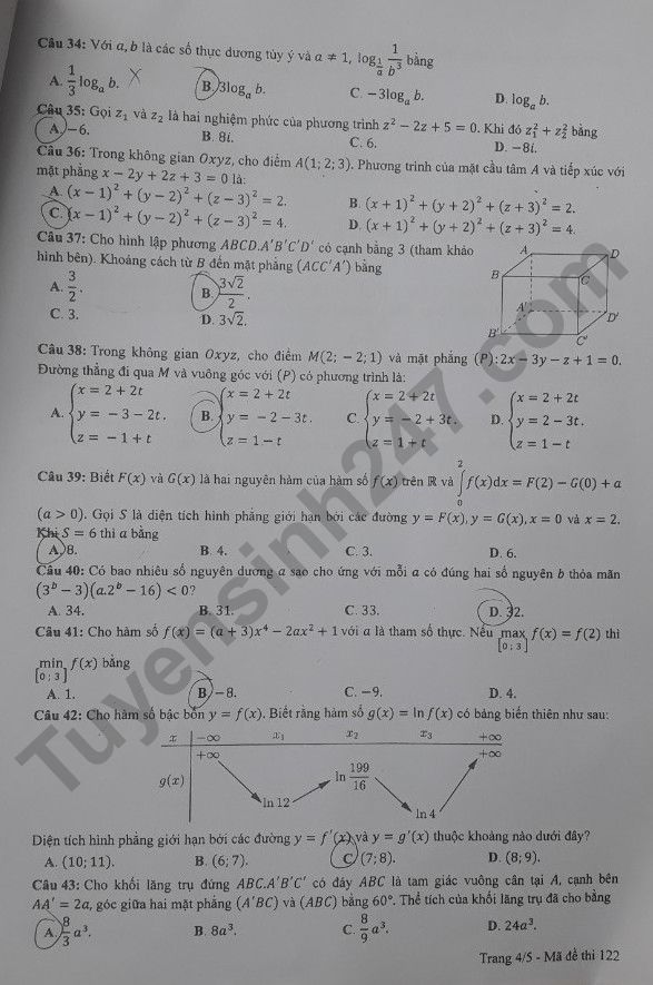 Đáp án đề thi Tốt nghiệp THPT môn Toán 2022: Cập nhật nhanh nhất TẠI ĐÂY - Ảnh 5.
