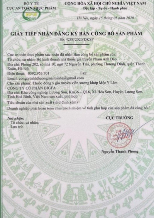 Sản phẩm Thuốc đông y gia truyền viên xương khớp Mộc Y Lâm giả mạo giấy công bố - Ảnh 2.