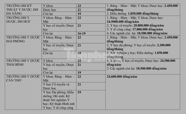 Toàn cảnh điểm sàn, học phí các trường ĐH Y dược công lập năm 2022 - Ảnh 3.