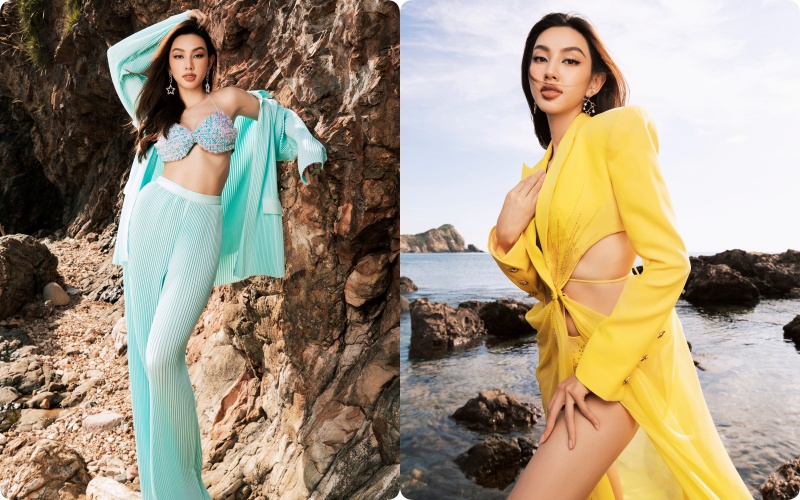 Hoa hậu Thùy Tiên diện đầm lưới hiểm hóc giữa nắng vàng biển xanh