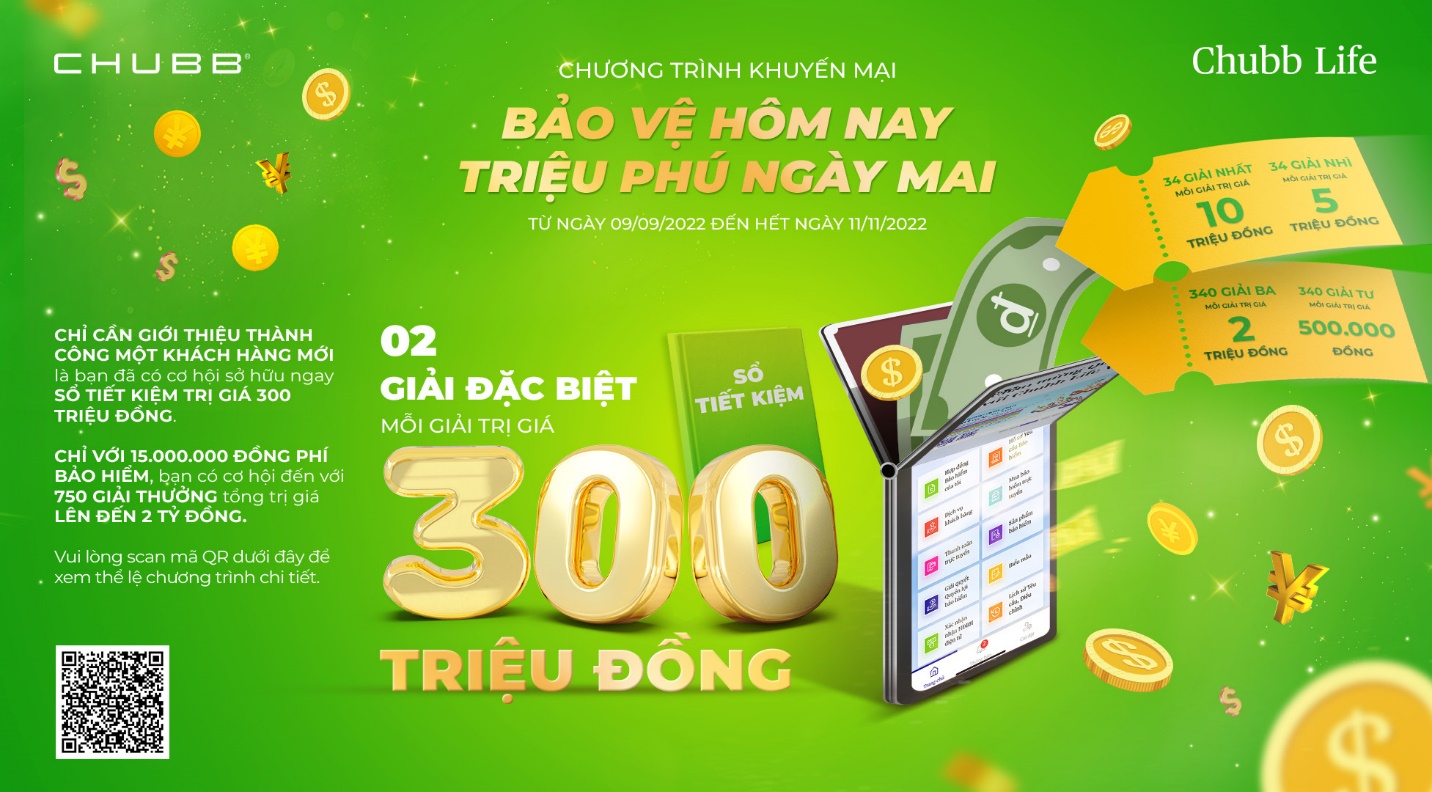 Tham gia bảo hiểm nhân thọ cùng Chubb Life Việt Nam, cơ hội sở hữu sổ tiết kiệm 300 triệu đồng - Ảnh 1. Tham gia bảo hiểm nhân thọ cùng Chubb Life Việt Nam, cơ hội sở hữu sổ tiết kiệm 300 triệu đồng - Ảnh 1.