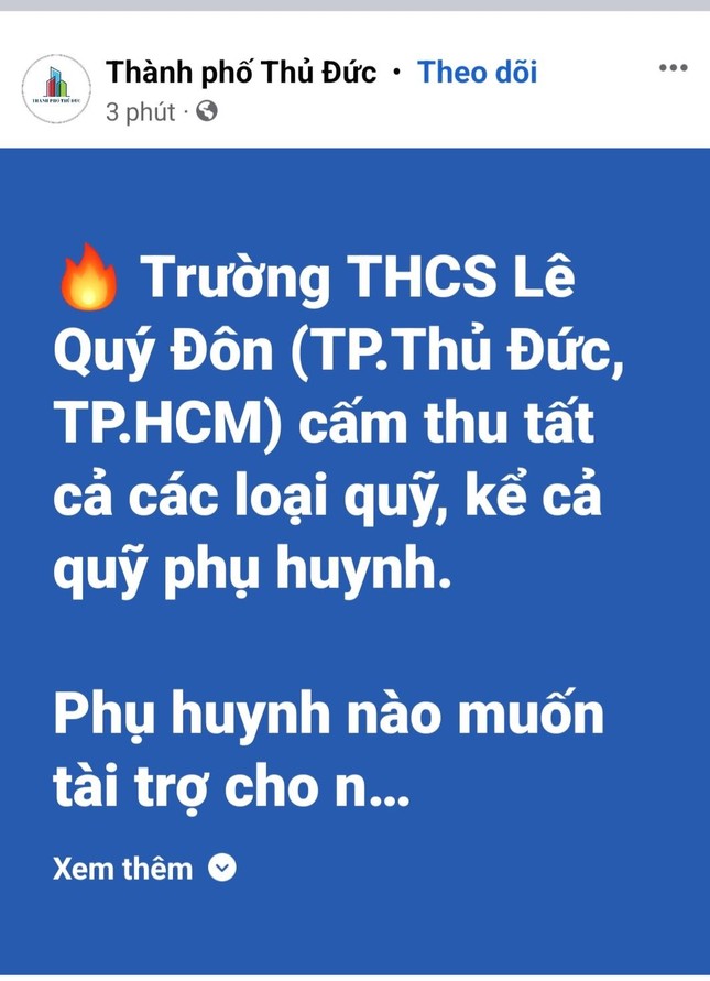 Một trường học ở TPHCM cấm thu các loại quỹ, muốn tài trợ phải có văn bản đồng ý của Phòng giáo dục - Ảnh 2.