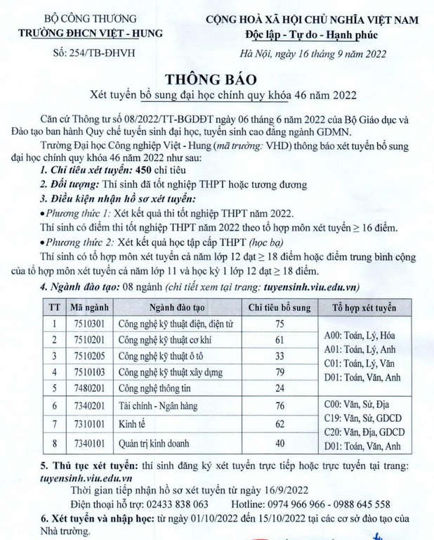 Danh sách các trường đại học thông báo xét tuyển bổ sung năm 2022 đầy đủ nhất - Ảnh 3.