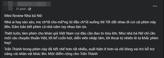 Khán giả review nóng 'Nhà bà nữ' của Trấn Thành: Hay và tiết chế hơn hẳn 'Bố già', niềm tin vào phim Việt đã trở lại rồi! - Ảnh 5.