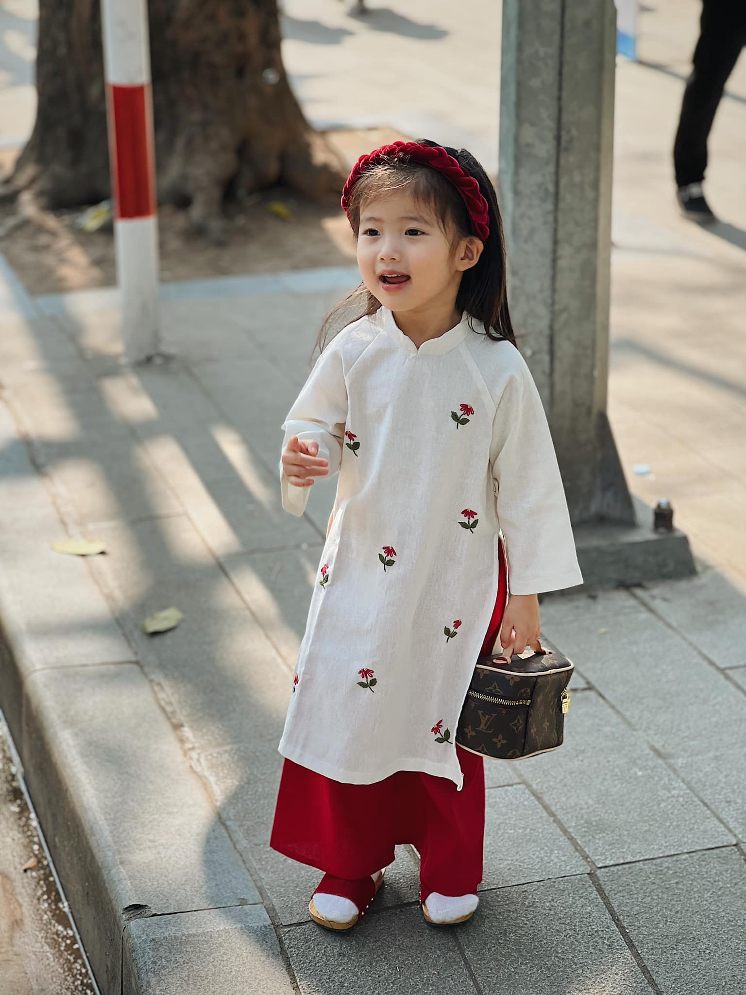 Set đồ tết cho bé gái hanbok in hoa hồng siêu cưng SE162