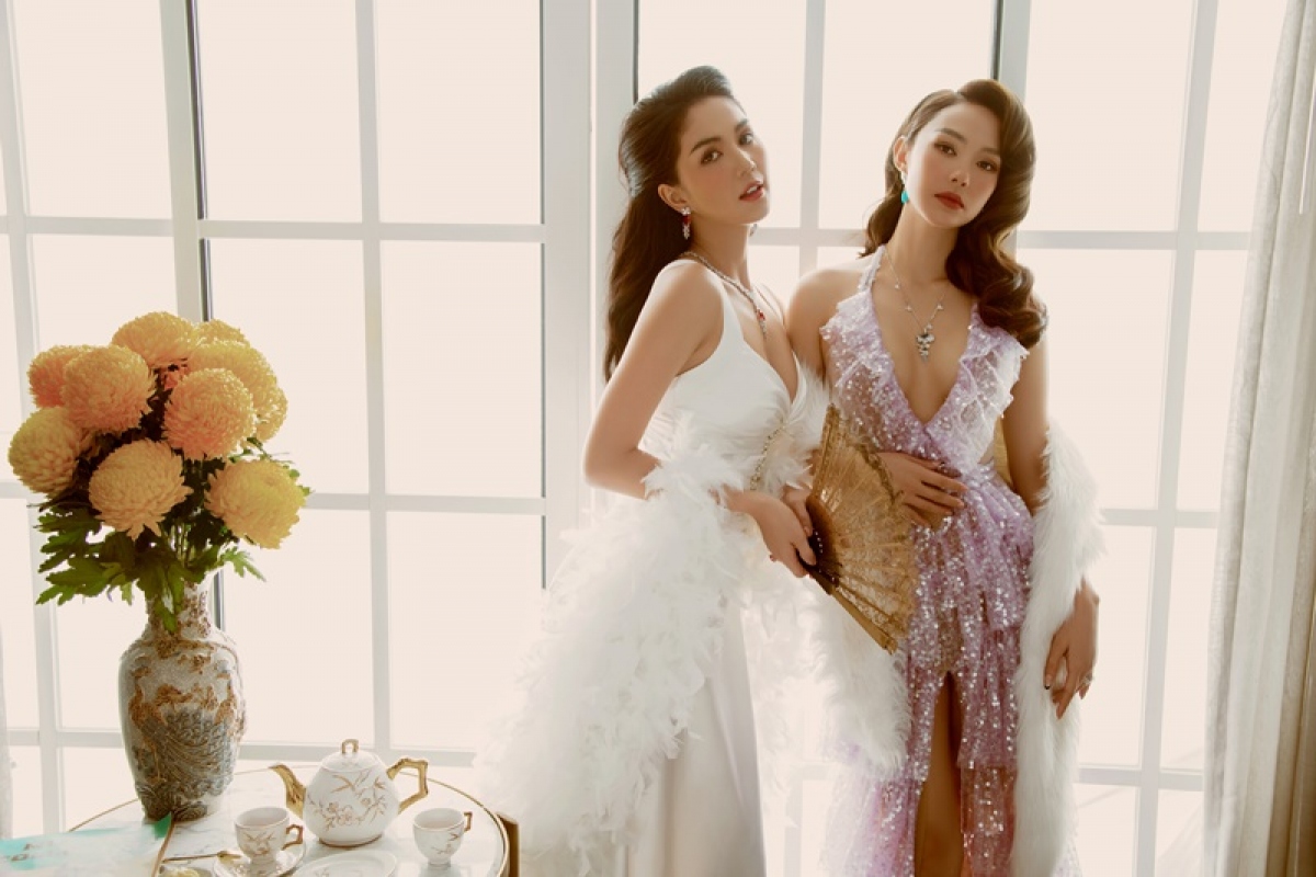 Minh Hằng - Ngọc Trinh biến h&oacute;a th&agrave;nh tuyệt sắc giai nh&acirc;n gửi lời ch&uacute;c Tết kh&aacute;n giả - Ảnh 3.