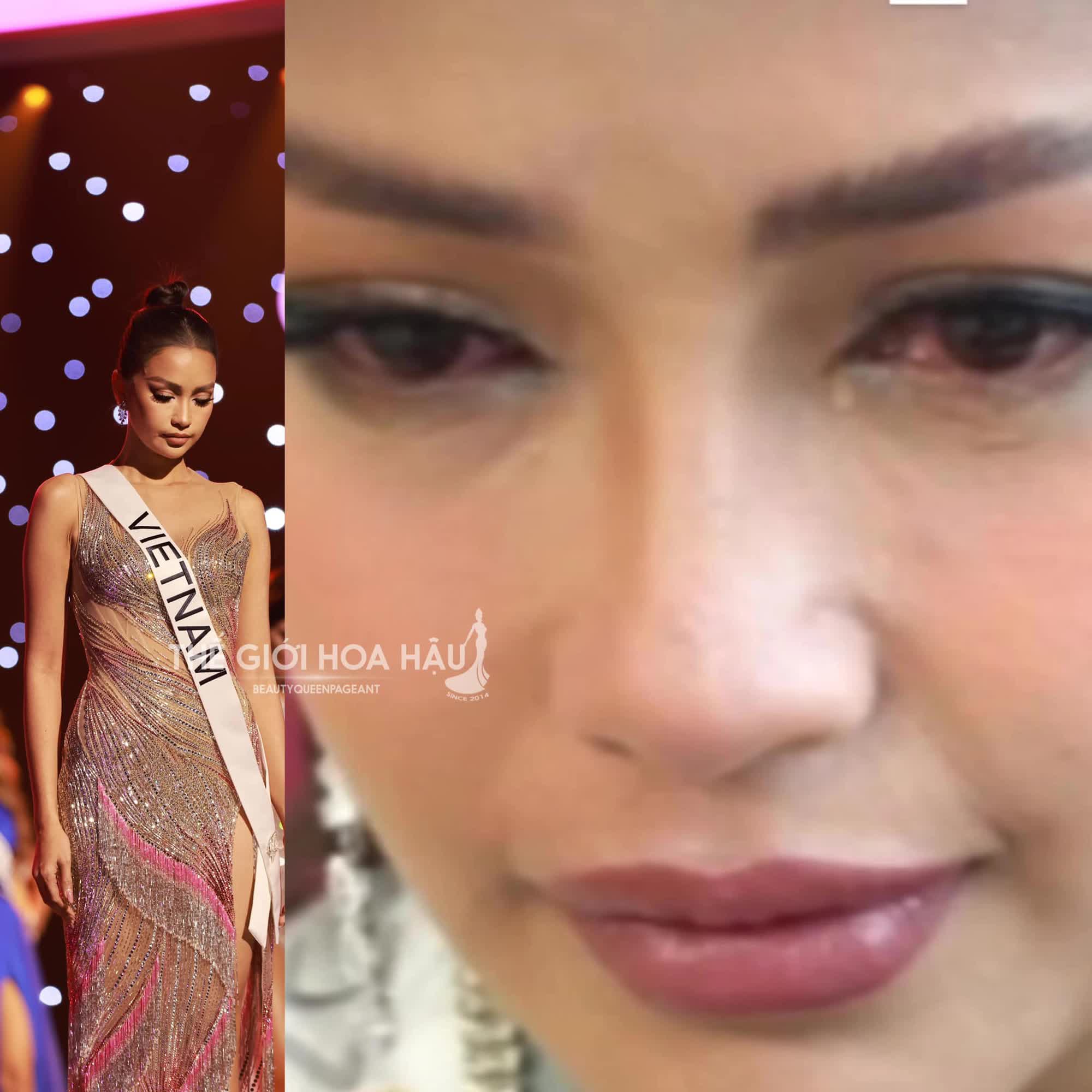 Xót xa hình ảnh Ngọc Châu sau chung kết Miss Universe 2022: Đôi mắt sưng đỏ, chân nhiều vết bầm tím - Ảnh 1.