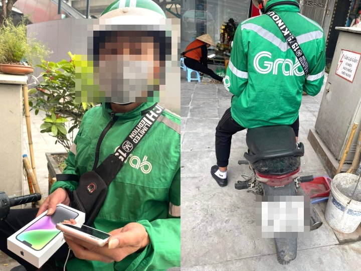 Tài xế Grab ở Hà Nội bị tố cuỗm điện thoại iPhone 14 plus của khách - Ảnh 1.
